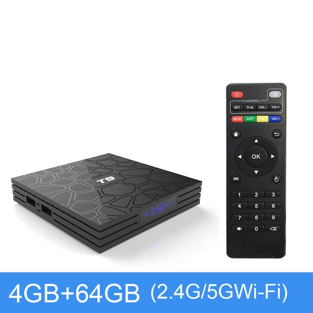 Smart Android 8.1 TV BOX T9 4GB 64GB Quad Core Bluetooth4.0 H2.65 4K 2.4GHz/5GHz WIFI Set-top box Media Player