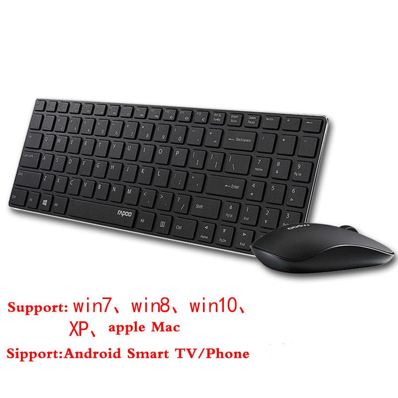 Rapoo 9300P Ultra Thin Metal Optical Wireless Keyboard and Mouse Combos for PC Laptop Gaming Home Keyboard