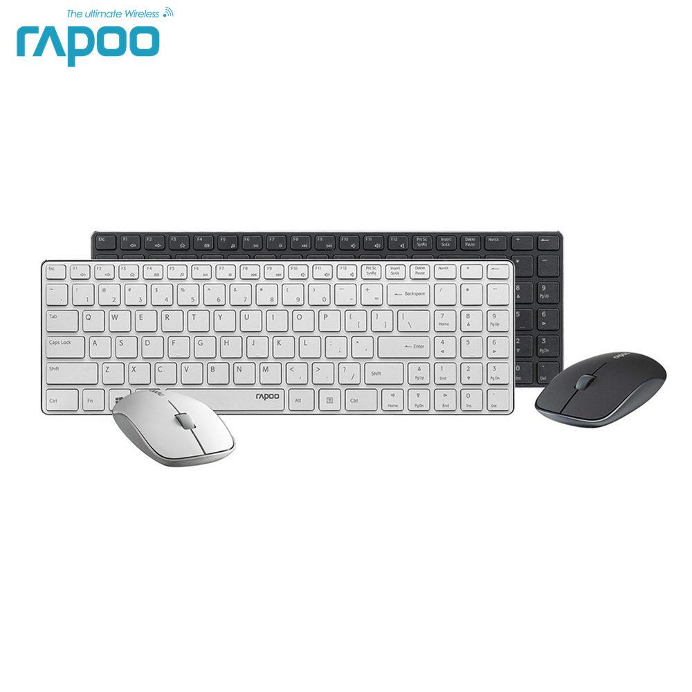 Rapoo 9300P Ultra Thin Metal Optical Wireless Keyboard and Mouse Combos for PC Laptop Gaming Home Keyboard