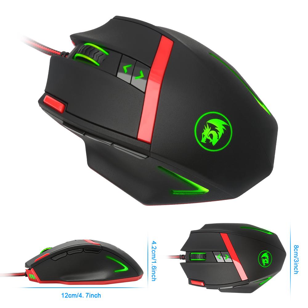 Redragon Gaming Mouse PC 16400 DPI speed Laser engine 9 programmable buttons 16 color backlight USB Wired for Desktop