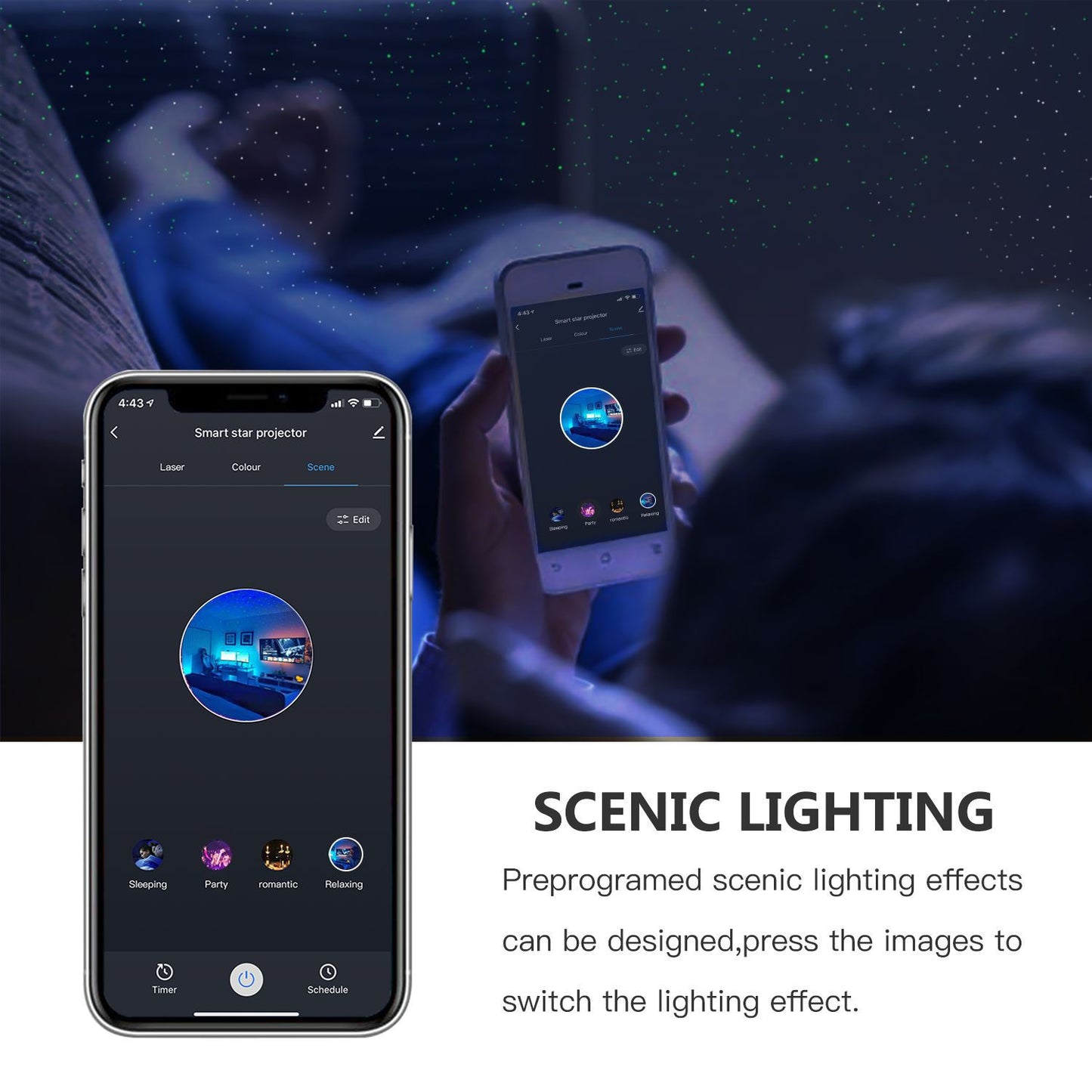 Tuya Smart WiFi APP Control Starry Sky Dazzling Starry Night Light LED Colorful Laser Projection Light