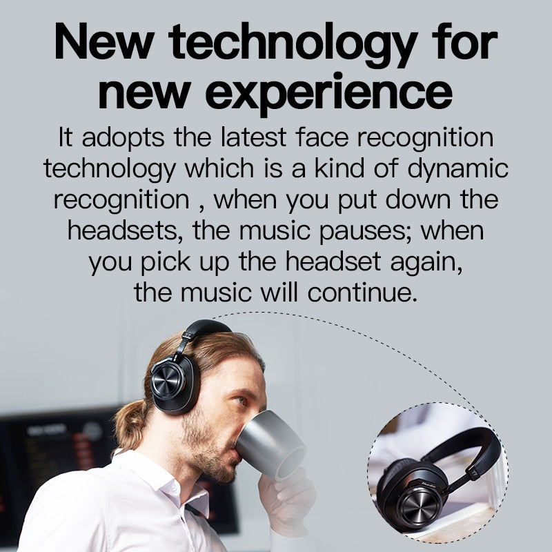 T7 Bluetooth Headphones User-defined Active Noise Cancelling Wireless Headset for phones and music with face recognition