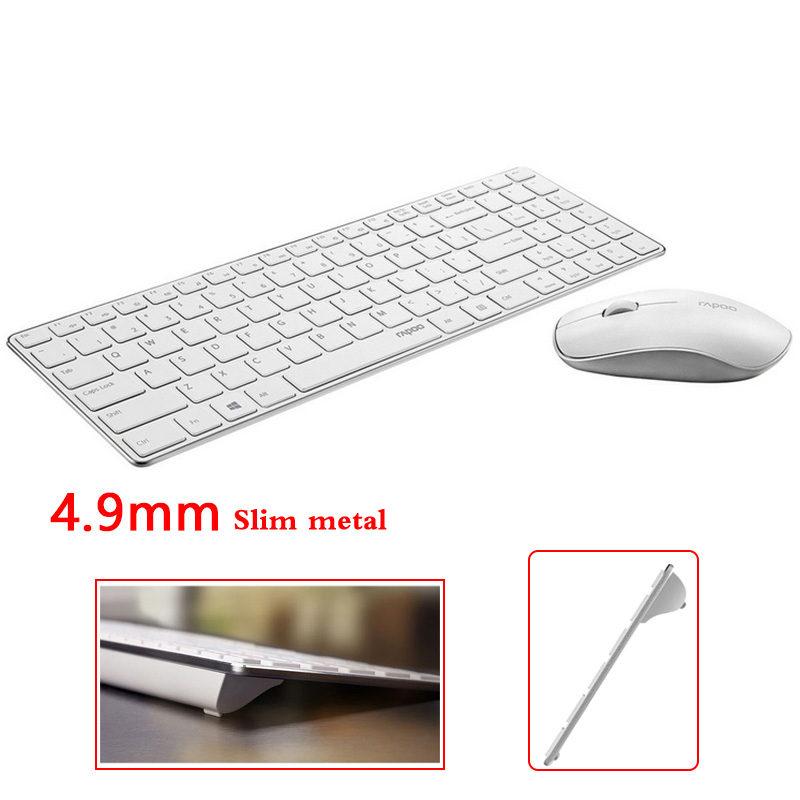 Rapoo 9300P Ultra Thin Metal Optical Wireless Keyboard and Mouse Combos for PC Laptop Gaming Home Keyboard