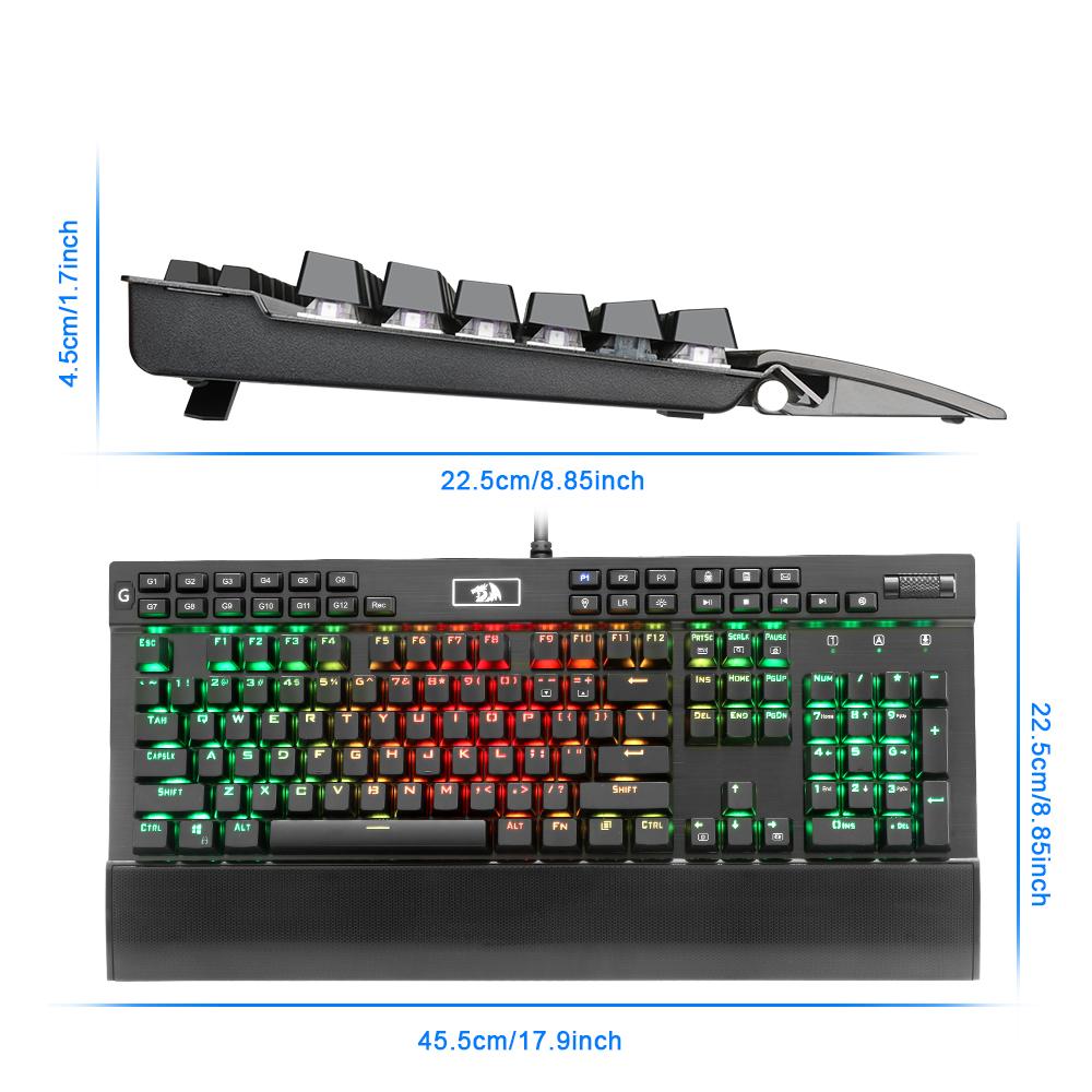 Redragon Professional Gaming mechanical keyboard full color LED backlit keys Metal housing 104 keys USB wired PC Computer