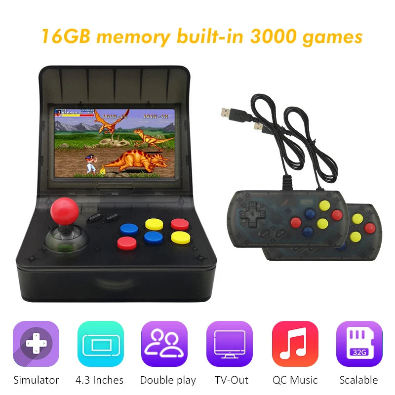 Usb Game Player Retro Mini Handheld Game Console 4.3 Inch 64bit 3000 Video Games Cassical Family Game Console